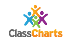 Class Charts logo: A multicolored abstract icon depicting five simplified figures in blue, orange, green, and purple, arranged in a triangular formation above the words "Class Charts" in a gray and orange stylized font.